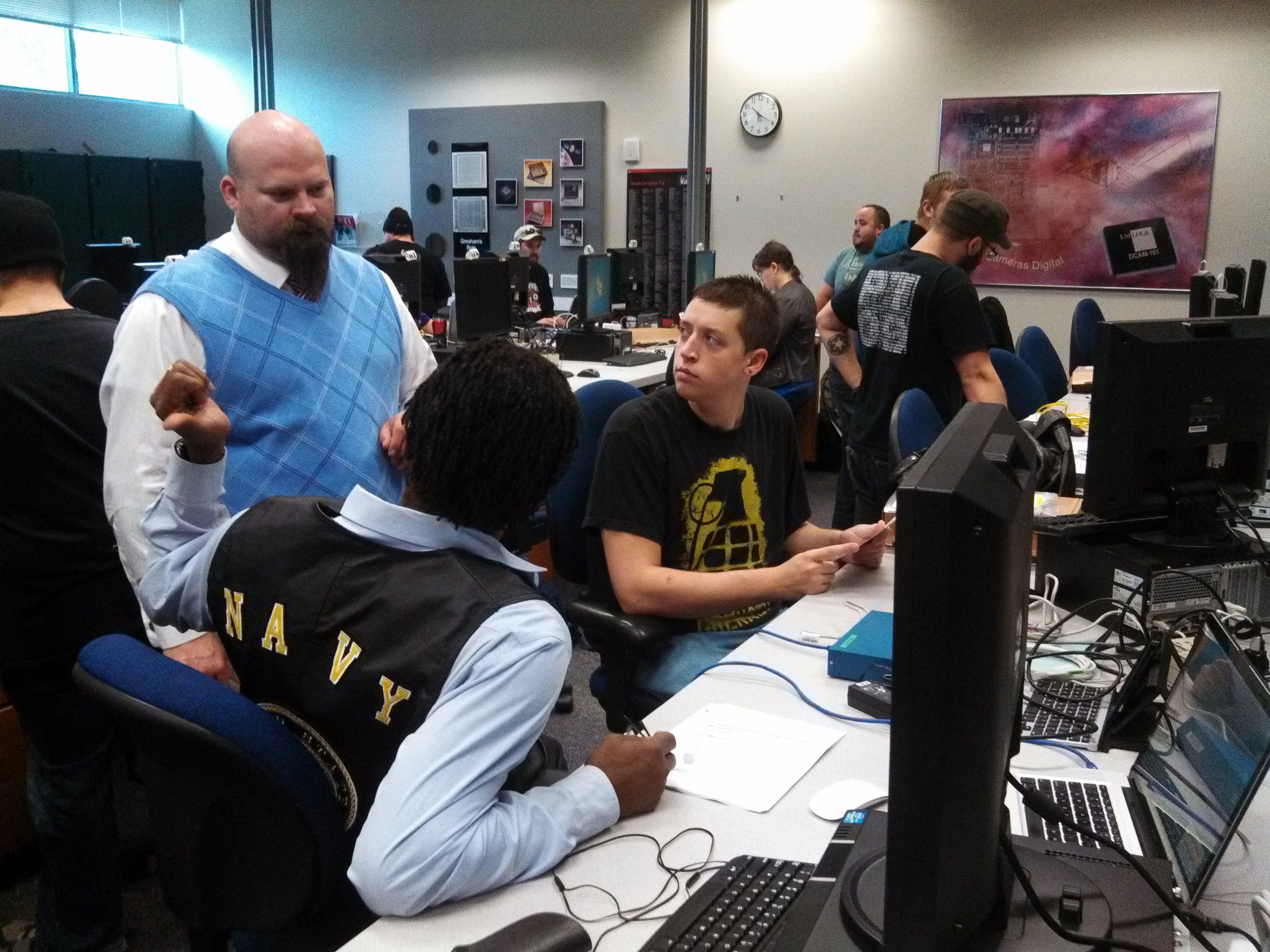 MHCC CyberSecurity students working in lab